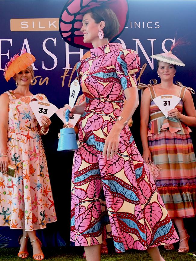 Contestants in the season's grand final of Fashion on the Fields at the 2022 Darwin Cup. Picture: (A)manda Parkinson