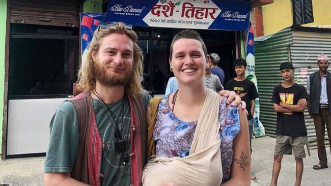 India Hodgkins discovered she was pregnant two days before going into labour in a rural town in Nepal. Picture: Supplied