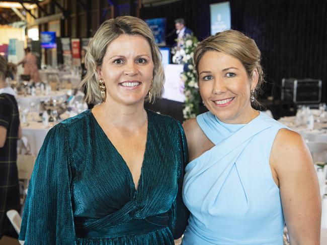 Kate Warden (left) and Annie Bach at the Ladies Diamond Luncheon hosted by Toowoomba Hospital Foundation at The Goods Shed, Friday, October 11, 2024. Picture: Kevin Farmer