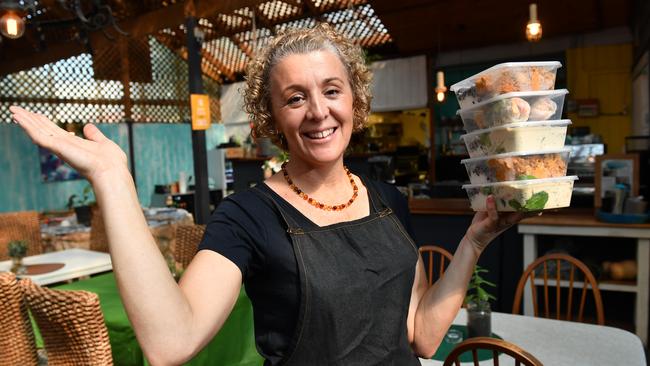 The Fleurieu Pantry owner Trudy Fischer is offering home cooked meals and leaving them outside the shop for people to collect Picture: AAP/Keryn Stevens