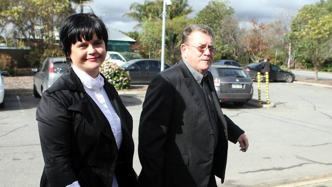 Ms Britten and Mr Pearce outside the Holden Hill Magistrates Court.