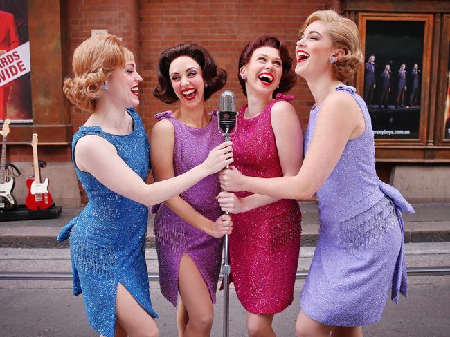 Female cast members from Jersey Boys Sage Douglas, Cristina D'Agostino, Mackenzie Dunn and Mia Dabkowski-Chandler. Picture: Sam Ruttyn