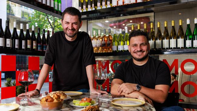Chef and owner Efe Topuzlu and Ozgur Sefkatli, at the new home of restaurant, Izgara, in Sydney's CBD. Picture: Justin Lloyd.