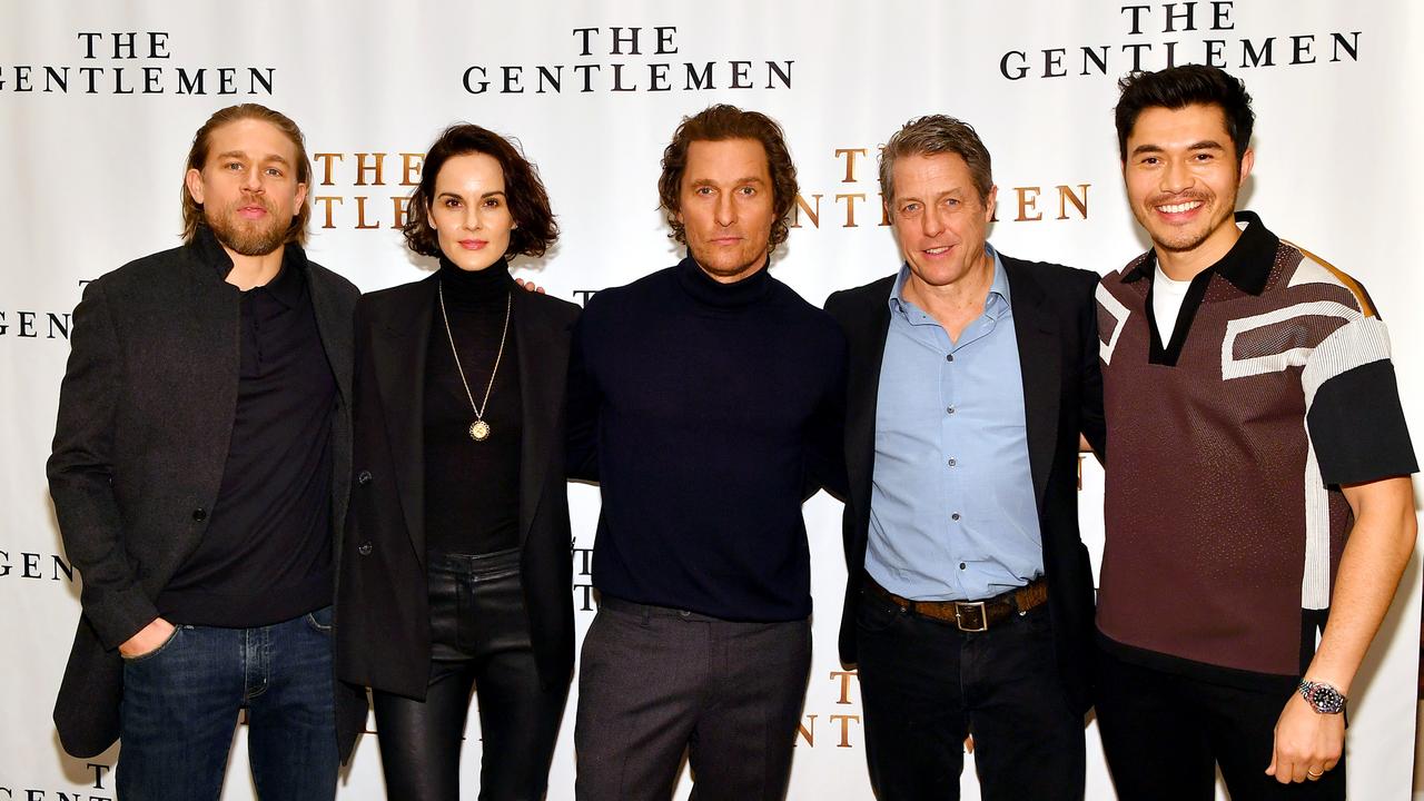 Charlie Hunnam, Michelle Dockery, Matthew McConaughey, Hugh Grant, and Henry Golding attend a photo call for The Gentlemen. Picture: Slaven Vlasic/Getty Images for STXfilms