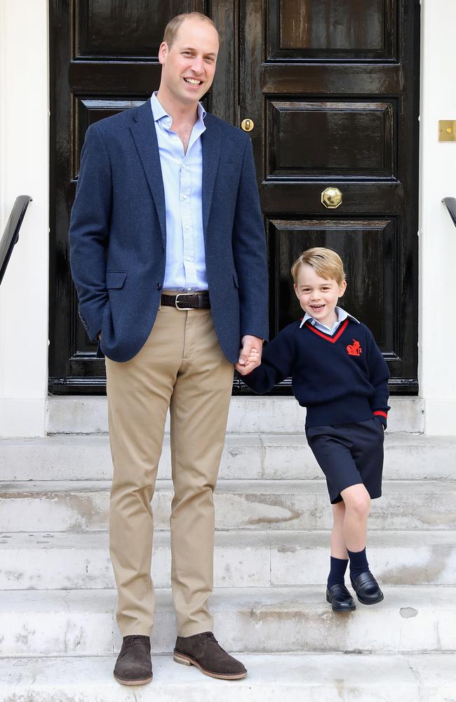 It was eventually all smiles for Wills and son Prince George. Picture: Chris Jackson/Getty Images