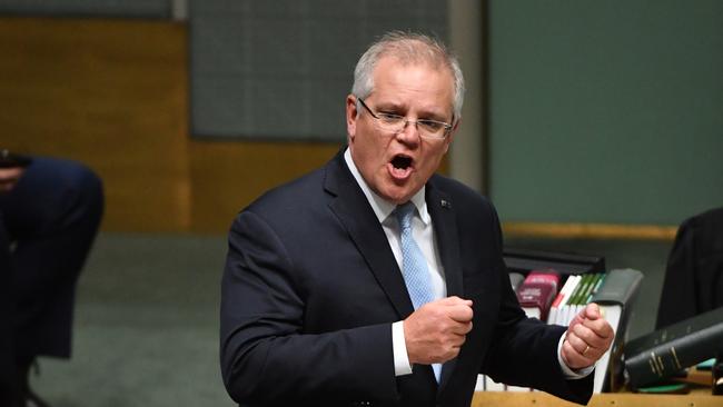 Prime Minister Scott Morrison during Question Time today. Picture: AAP Image/Mick Tsikas