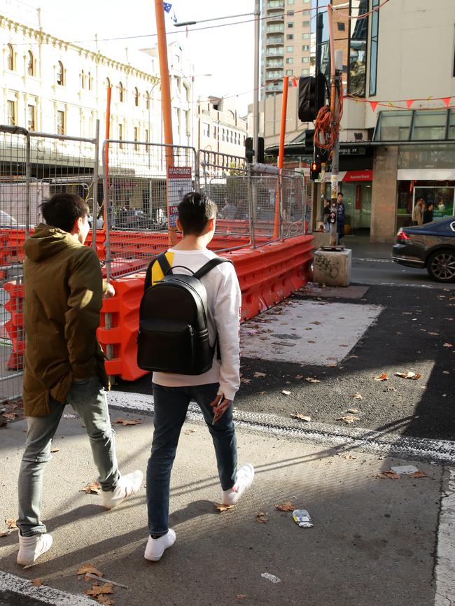 It happened on the busy footpath on the corner of George and Ultimo streets at Haymarket. Picture: Jonathan Ng