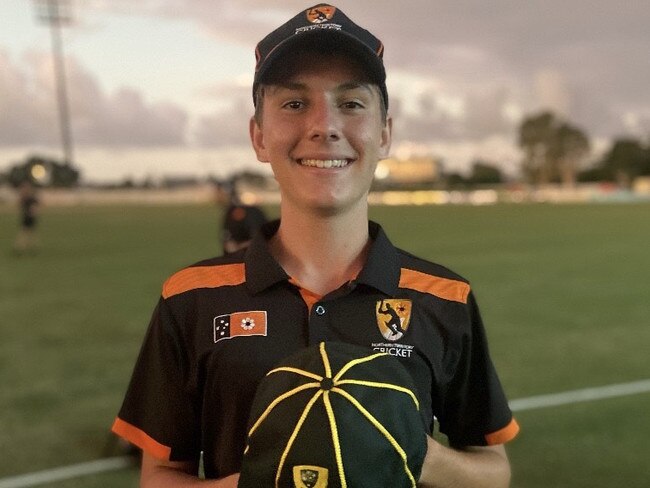 Tom Menzies claimed important wickets for the Territory at the 2022 Under 19 national championships. Picture: NT Cricket.