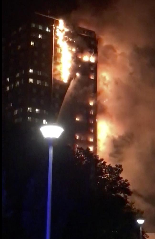 Firefighters battle a massive fire in an apartment high-rise in London. Picture: Celeste Thomas @MAMAPIE