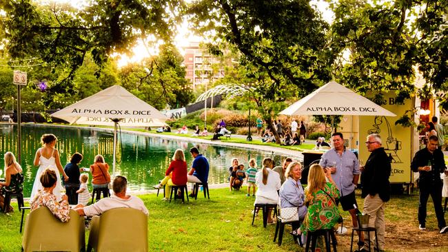 Rymill Park lake during last year’s Fringe season. Picture: Helen Page