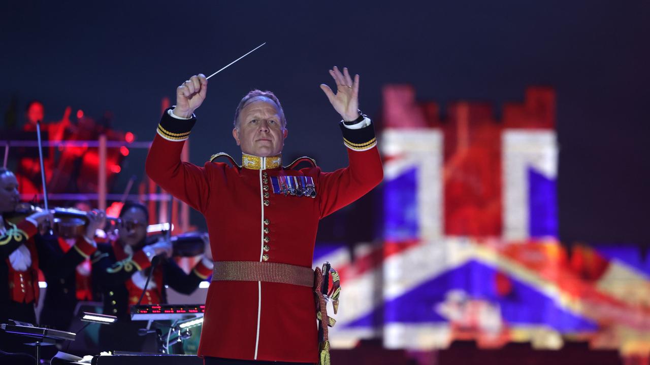 Military band on stage during the Coronation concert. Picture: Getty Images