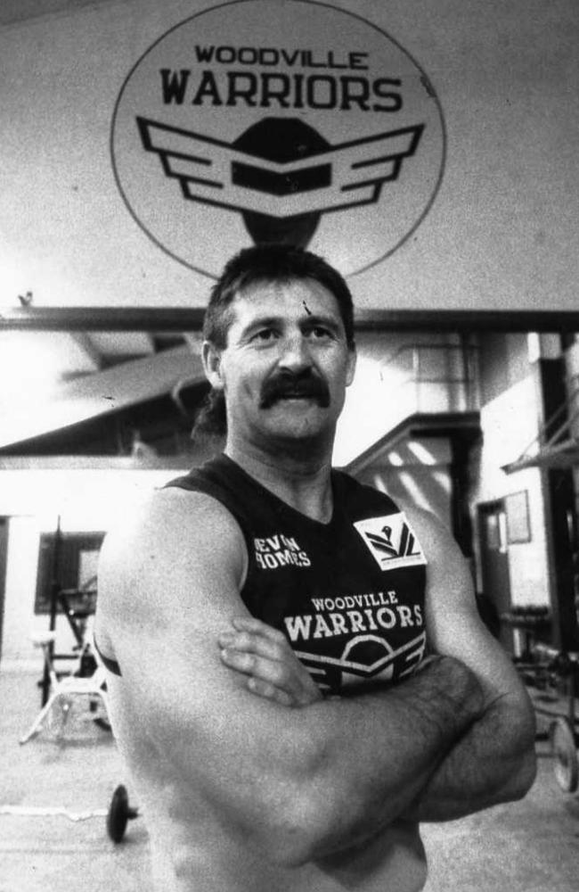 Woodville footballer Ralph Sewer at the Woodville Football Club gymnasium.