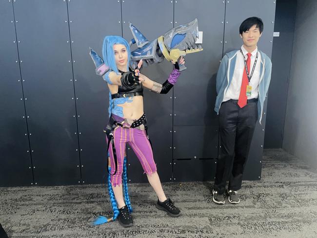 The PAX Aus Convention at the Melbourne Convention and Exhibition Centre (MCEC) on Saturday, October 12, 2024: Nicole Kursancew and Sean Guo. Picture: Jack Colantuono