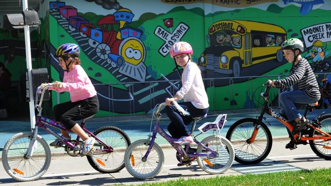 Cyclists at the Essendon Traffic School.