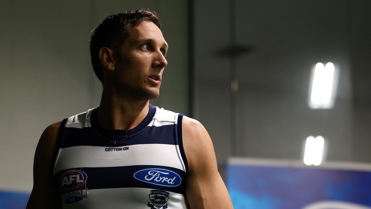 Taylor had some unconventional pre-game techniques. Picture: Michael Willson/AFL Photos via Getty Images