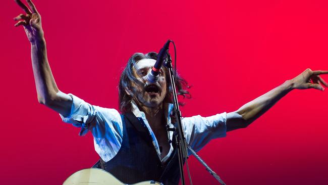 Eugene Hutz from 'Gogol Bordello' on the Foundation Stage at WOMADelaide 2018. pic: Rob Sferco