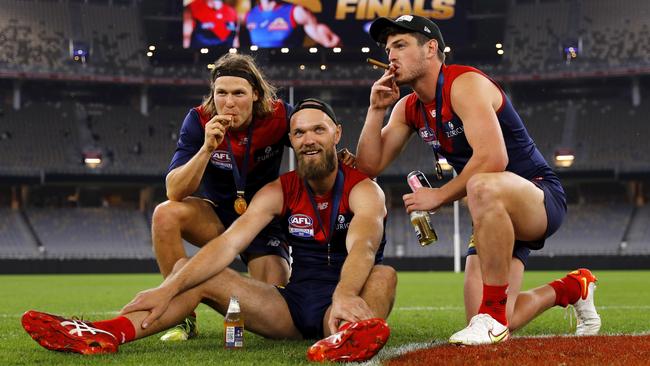 It was an evening of high emotion for the Demons. Picture: AFL Photos/Getty Images