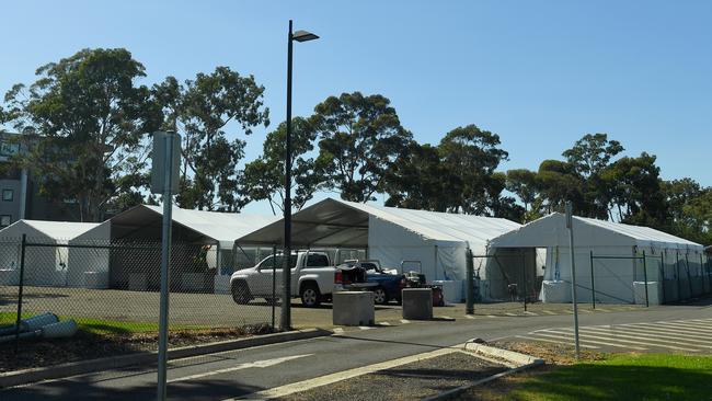 Austin Health has erected tents as an overflow screening facility. Picture: James Ross