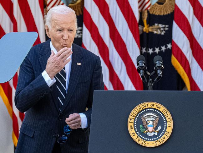 President Joe Biden blows a kiss to the crowd after speaking about the results of the 2024 election in the Rose Garden on November 07, 2024 in Washington, DC. Picture: Getty Images via AFP