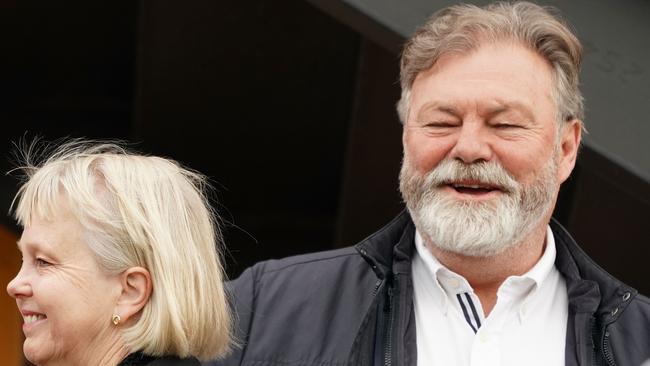 Neil Balme enjoys Richmond’s premiership celebrations with president Peggy O’Neal. Picture: AAP Image/Scott Barbour.