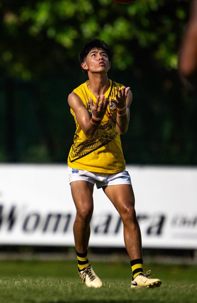 Hau-Tze Rock playing for the Nightcliff Tigers in the 2024-25 NTFL season. Picture: Patch Clapp / AFLNT Media