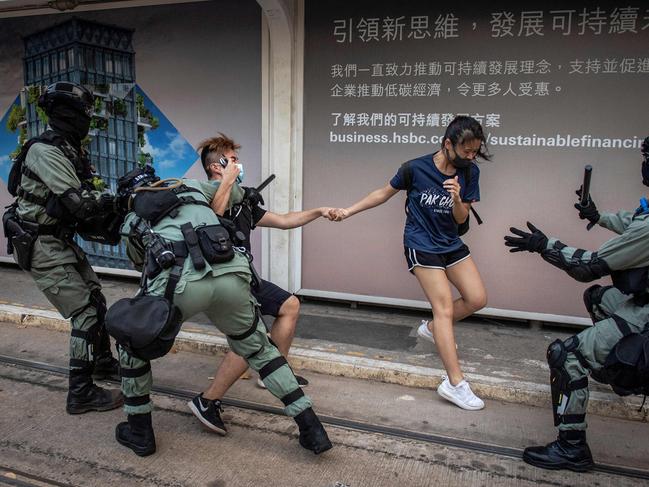 Pro-democracy protests in Hong Kong were met with a strong crackdown by authorities. Picture: Nicolas Asfouri / AFP