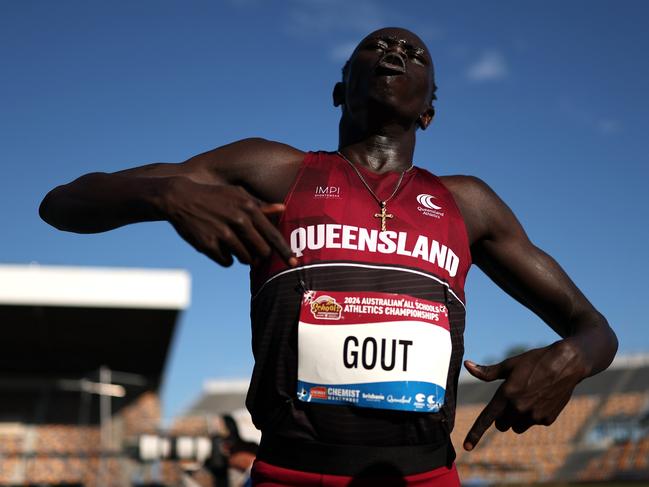 Gout Gout after winning the 200m final. Picture: Cameron Spencer/Getty Images