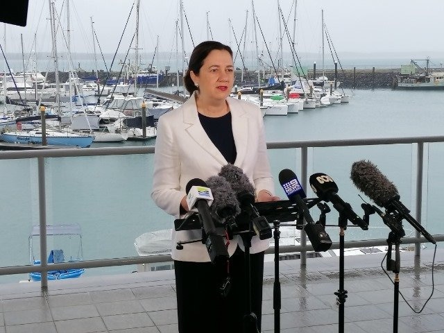 Queensland Premier Annastacia Palaszczuk speaking at the Hervey Bay Boat Club. Picture: Christian Berechree