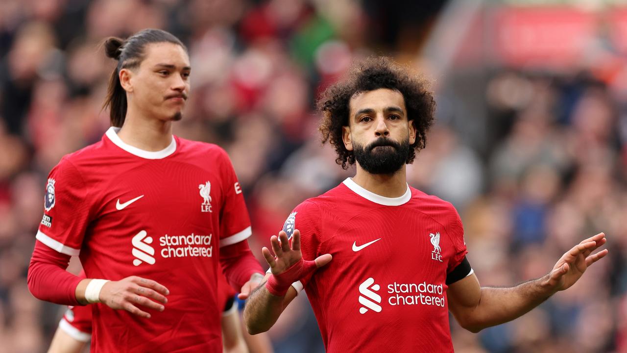 Mohamed Salah of Liverpool celebrates. (Photo by Jan Kruger/Getty Images)