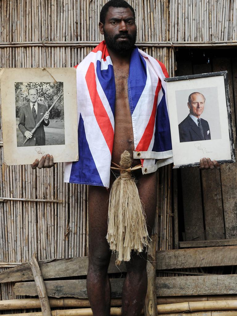 Members of the remote village of Yaohnanen on Tanna in Vanuatu still worship Prince Philip. Picture: Supplied.