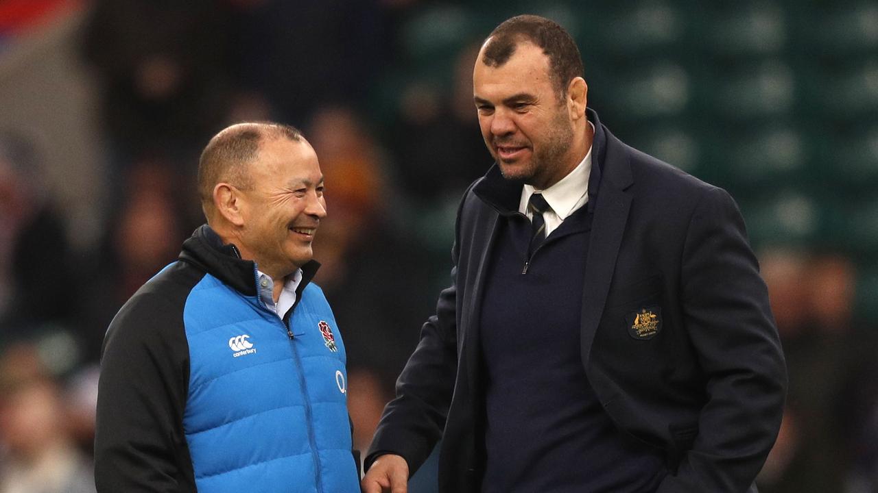 Eddie Jones and Michael Cheika are set to go head-to-head again at the Rugby World Cup. Picture: Adrian Dennis/AFP