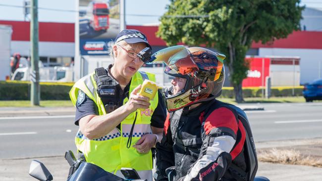 Motorists in Archerfield on Monday were greeted by Queensland Police Commissioner Katarina Carroll, with the top cop rolling up her sleeves to join officers in conducting random RBTs. Picture: Supplied / Queensland Police