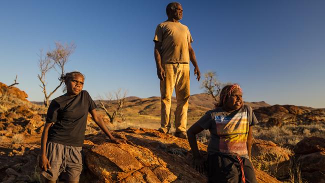 Community members in the town of Pipalyatjara in the Anangu Pitjantjatjara Yankunytjatjara Lands in South Australia. Picture: News Corp