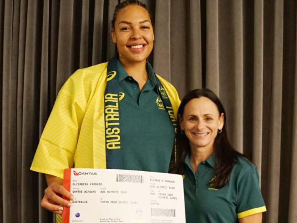 Liz Cambage and current Opals coach Sandy Brondello.