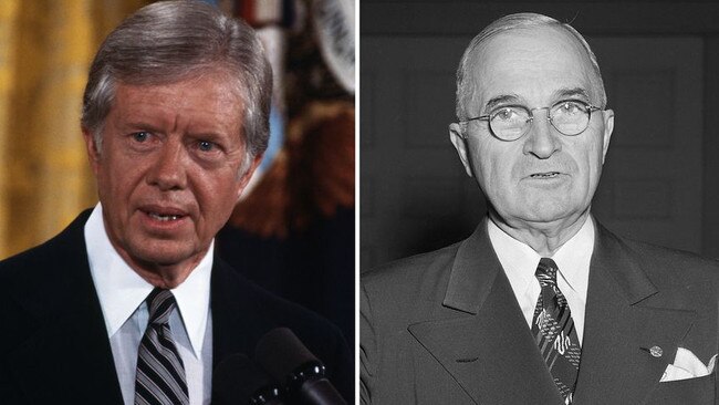 US presidents Jimmy Carter, left, and Harry S. Truman