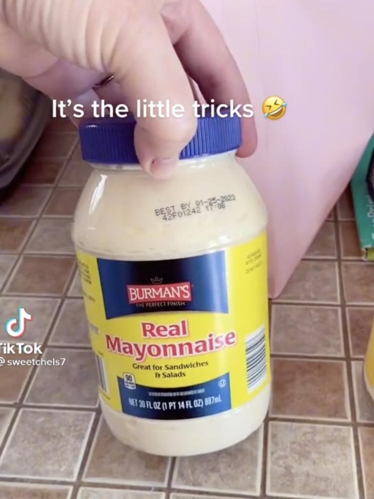 The woman buys Aldi mayo to save money. Picture: TikTok/@mayoswindler