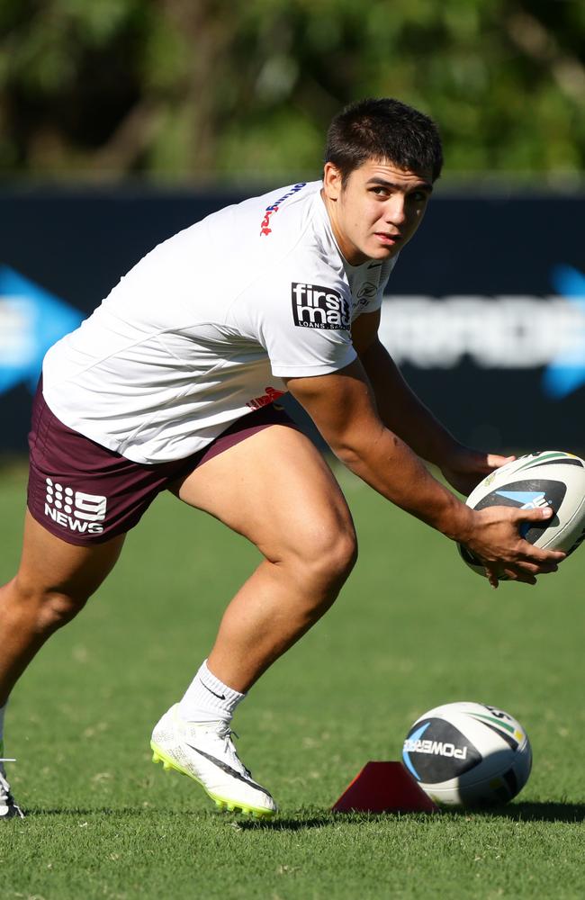 Jayden Nikorima at Brisbane Broncos training. Picture: Darren England