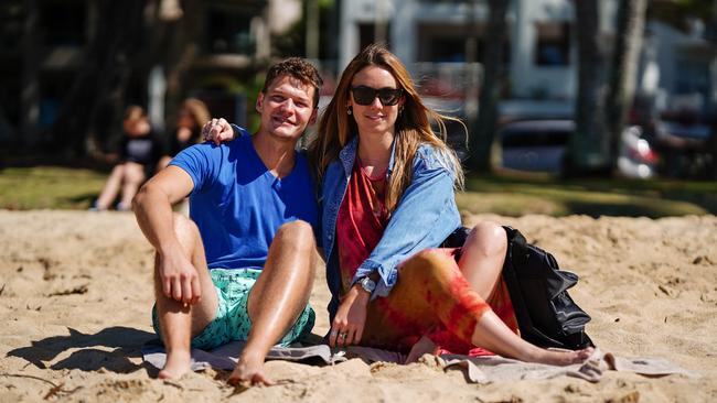 Gianfranco Novello and Abril Linages on the beach at Port Douglas. Picture: Nuno Avendano