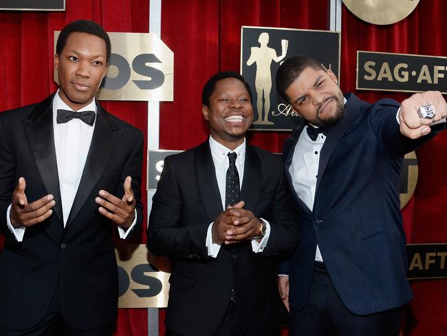 Corey Hawkins, Jason Mitchell and O'Shea Jackson Jr. packed a punch on the red carpet. Picture: Getty Images