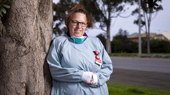 Melissa Madden has been working as a covid tester throughout the pandemic in Werribee and was nominated for the campaign by her sister, Natasha. Picture by Wayne Taylor 7th August 2020