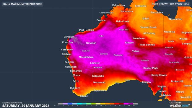 Some forecast models suggest temperatures exceeding 50C. Picture: Weatherzone.