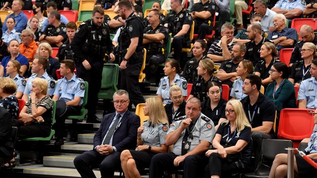 Police memorial serive fro Constable Rachel McCrow and Constable Matthew Arnold at the Townsville Stadium. Picture: Evan Morgan