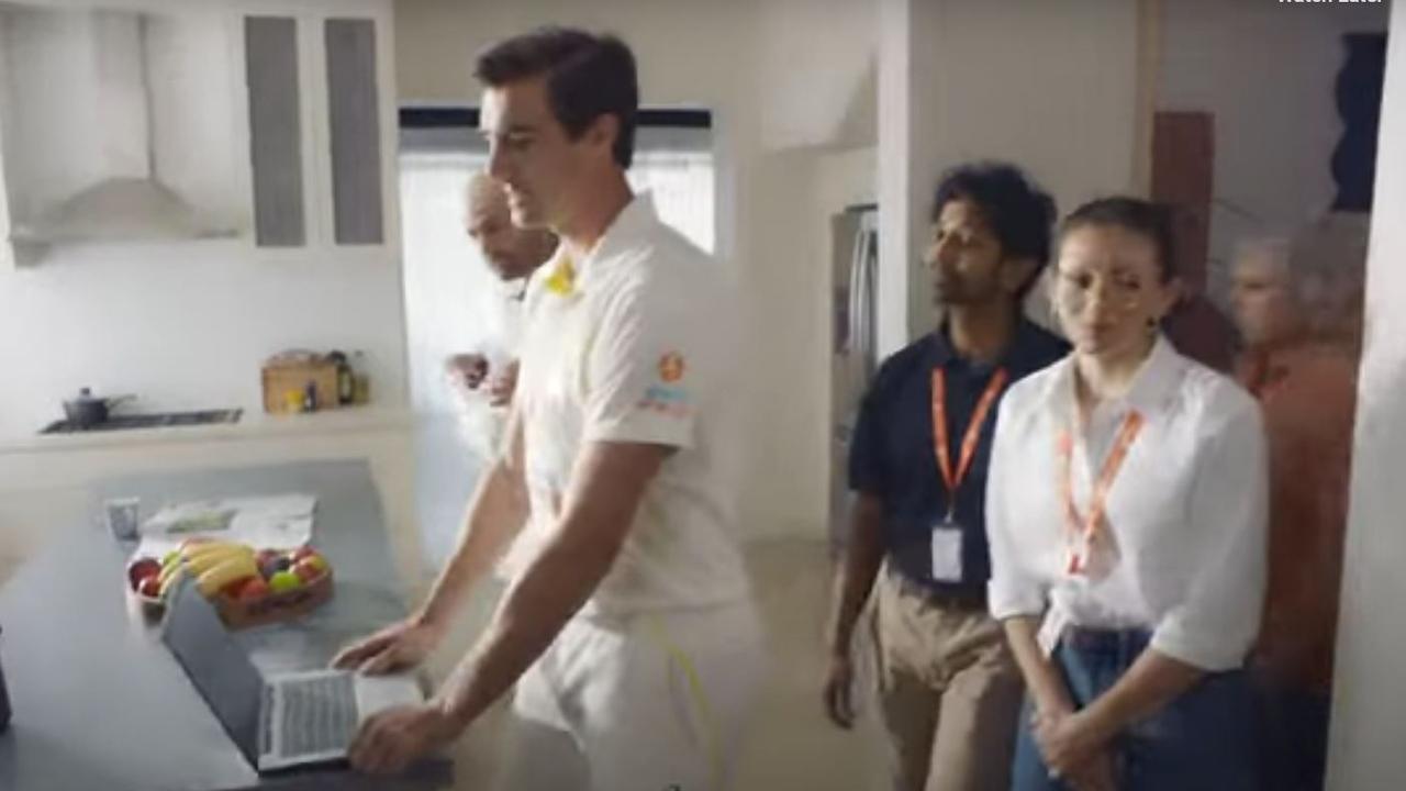 Screengrabs of Australian Cricket captain Pat Cummins in an ad for Alinta Energy