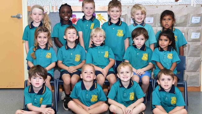 Kingaroy State School Prep T. Back from left: Paige, Kayla, Ashton, Michael, Malakai, Marhni. Middle from left: Gabriella, Caleb, Thomas, Colby, Caleeah. Front from left: Jason, Arie, Prep, Will. Picture: Patrick Woods.