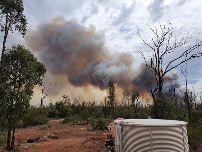 Fast moving bushfire which commenced on November 18, 2023 in the Queensland town of The Pines, near Millmerran. Picture: supplied