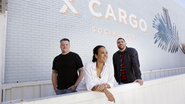 Angus Cattanach, Leah Cattanach and Aydan Sturgess at XCargo Picture: Megan Slade