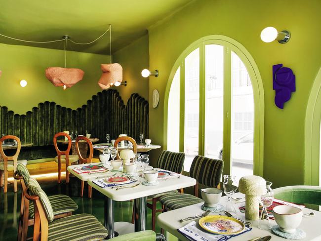 EMBARGO FOR WISH 03 NOV 2023. FEE MAY APPLY. Trobar's chartreuse-walled restaurant. Photo: Julio Feroz