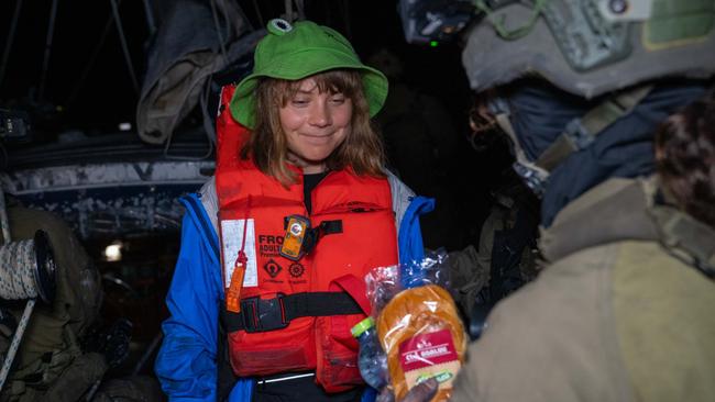 Greta Thunberg in a photo posted released by the Israel Foreign Ministry after Thunberg and others were removed from the yacht Madleen after it was boarded by the IDF. The vessel was intercepted in international waters enroute to Gaza.