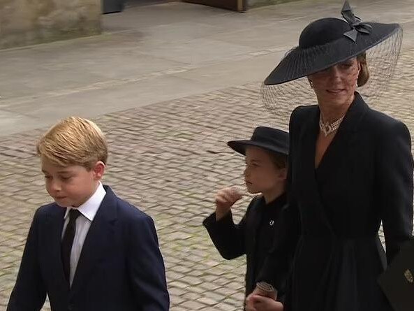 George and Charlotte arrived with their mum, Kate Middleton.