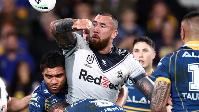 Nelson Asofa-Solomona was put on report for a hit on Eels halfback Mitchell Moses. Picture: Cameron Spencer/Getty Images